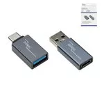 Zestaw, 1x wtyczka USB C na gniazdo A + 1x gniazdo C na wtyczkę A, 2x adapter USB, aluminium, gwiezdna szarość, pudełko DINIC